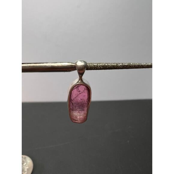 NEW pink/ bi color tourmaline sterling silver pendant 1.28 grams - Picture 9 of 11